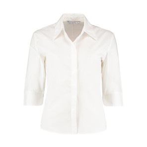 Kustom Kit Women's Tailored Fit Continental Blouse 3/4 Sleeve - White - 4XL