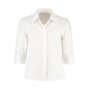 Kustom Kit Women's Tailored Fit Continental Blouse 3/4 Sleeve - White - 2XL (Retoure-Ware)