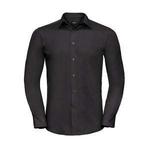 Russell Collection Tailored Poplin Shirt LS - Black - 4XL