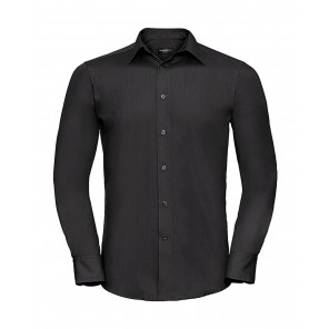 Russell Collection Tailored Poplin Shirt LS - Black - M