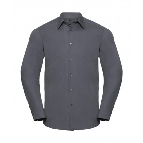 Russell Collection Tailored Poplin Shirt LS - Convoy Grey - 3XL