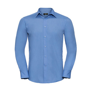 Russell Collection Tailored Poplin Shirt LS - Blue - XL