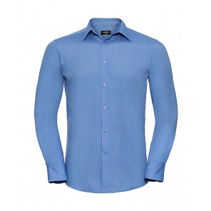 Russell Collection Tailored Poplin Shirt LS - Corporate Blue - XL