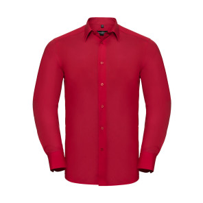 Russell Collection Tailored Poplin Shirt LS - Red - 4XL