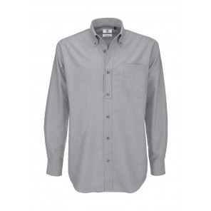 B&C Oxford LSL/men Shirt - Silver Moon - S