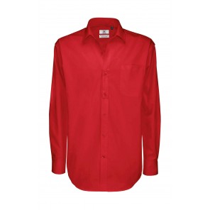 B&C Sharp LSL/men Twill Shirt - Deep Red - 4XL