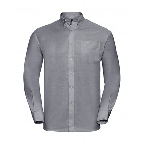 Russell Collection Oxford Shirt LS - Silver - 4XL