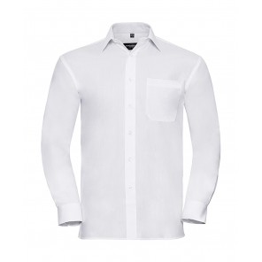 Russell Collection Cotton Poplin Shirt LS - White - 4XL