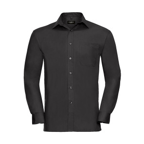 Russell Collection Cotton Poplin Shirt LS - Black - 4XL