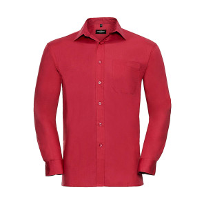 Russell Collection Cotton Poplin Shirt LS - Red - 4XL
