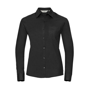 Russell Collection Ladies' Cotton Poplin Shirt LS - Black - L