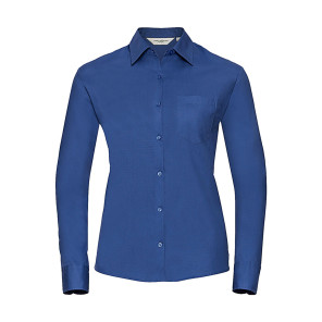 Russell Collection Ladies' Cotton Poplin Shirt LS - Blue - 3XL