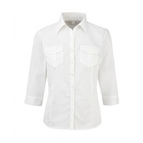Russell Ladies Roll 3/4 Sleeve Shirt White - Größe 2XL