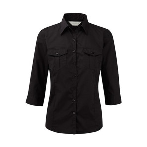 Russell Ladies Roll 3/4 Sleeve Shirt Black - Größe L