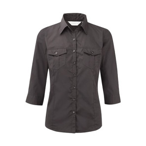 Russell Ladies Roll 3/4 Sleeve Shirt Zinc - Größe 2XL