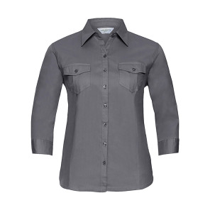 Russell Collection Ladies' Roll 3/4 Sleeve Shirt - Navy Blue - XS