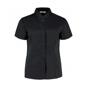 Bargear Women's Tailored Fit Mandarin Collar SSL - Black - L