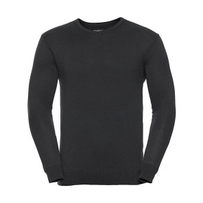 Russell Collection Men's V-Neck Knitted Pullover - Black - 4XL