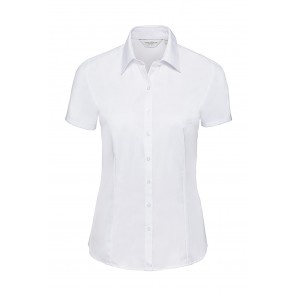 Russell Collection Ladies' Herringbone Shirt - White - XS(34)