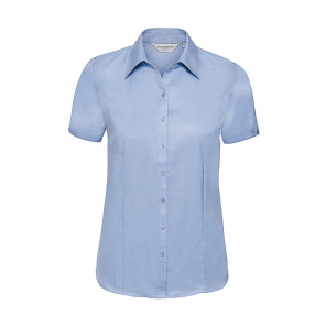 Russell Collection Ladies' Herringbone Shirt - Blue - M