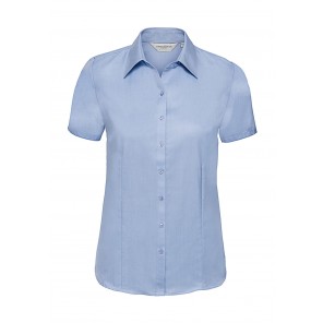 Russell Collection Ladies' Herringbone Shirt - Light Blue - XS(34)