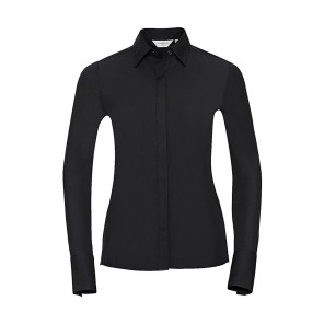 Russell Collection Ladies' LS Ultimate Stretch Shirt - Black - M