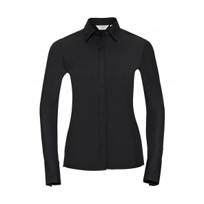 Russell Collection Ladies' LS Ultimate Stretch Shirt - Black - XS(34)