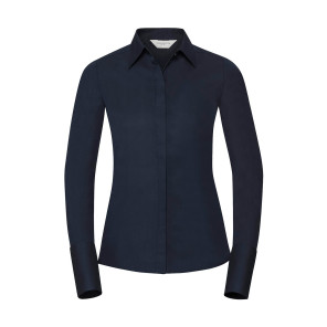 Russell Collection Ladies' LS Ultimate Stretch Shirt - Navy Blue - M