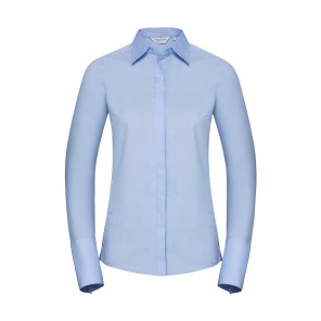 Russell Collection Ladies' LS Ultimate Stretch Shirt - Bright Sky - XS(34)