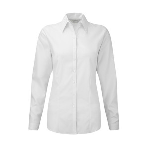 Russell Ladies LS Herringbone Shirt White - Größe 3XL