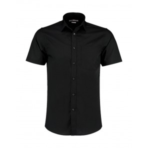 Kustom Kit Tailored Fit Poplin Shirt SSL - Black - XL