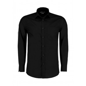 Kustom Kit Tailored Fit Poplin Shirt - Black - XS/13.5