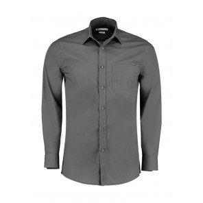 Kustom Kit Tailored Fit Poplin Shirt - Graphite - S/14.5