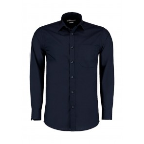 Kustom Kit Tailored Fit Poplin Shirt - Dark Navy - S/14.5