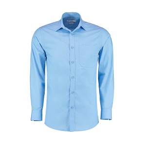 Kustom Kit Tailored Fit Poplin Shirt - Light Blue - S/14.5