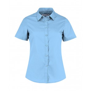 Kustom Kit Women's Tailored Fit Poplin Shirt SSL - Light Blue - XS