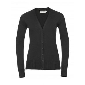 Russell Collection Ladies' V-Neck Knitted Cardigan - Charcoal Marl - 4XL