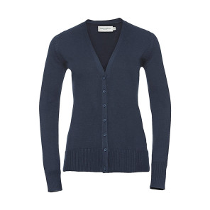 Russell Collection Ladies' V-Neck Knitted Cardigan - Navy Blue - 4XL