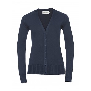 Russell Collection Ladies' V-Neck Knitted Cardigan - French Navy - 2XS