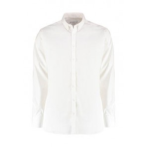 Kustom Kit Slim Fit Stretch Oxford Shirt LS - White - 2XL