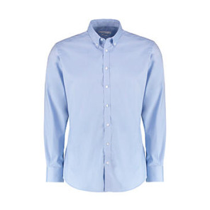Kustom Kit Slim Fit Stretch Oxford Shirt LS - Blue - XL