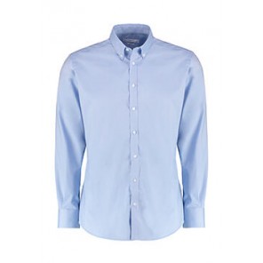 Kustom Kit Slim Fit Stretch Oxford Shirt LS - Light Blue - S