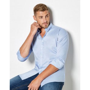 Kustom Kit Slim Fit Stretch Oxford Shirt LS