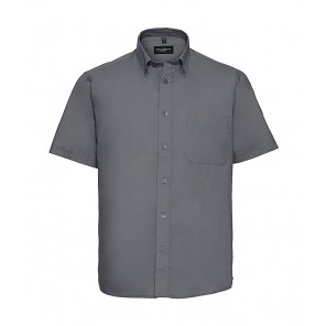 Russell Collection Short Sleeve Classic Twill Shirt - Zinc - M