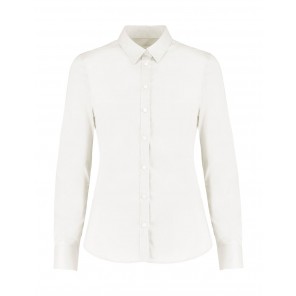 Kustom Kit Women's Tailored Fit Stretch Oxford Shirt LS - White - 2XS