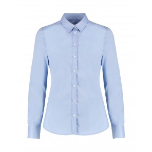 Kustom Kit Women's Tailored Fit Stretch Oxford Shirt LS - Light Blue - 2XS