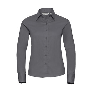 Russell Collection Ladies' Classic Twill Shirt LS - Navy Blue - 2XL