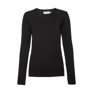 Russell Collection Ladies' Crew Neck Knitted Pullover - Black - 2XL