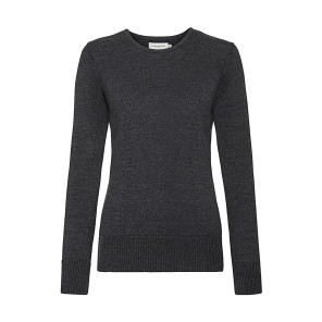 Russell Collection Ladies' Crew Neck Knitted Pullover - Dark Grey - XL