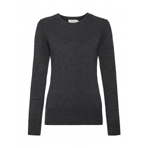Russell Collection Ladies' Crew Neck Knitted Pullover - Charcoal Marl - 4XL
